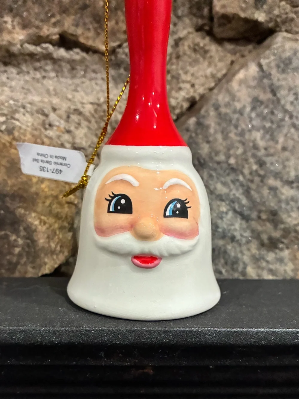 Crate & Barrel Santa Claus Christmas Bell Ornament Red and White Brand New